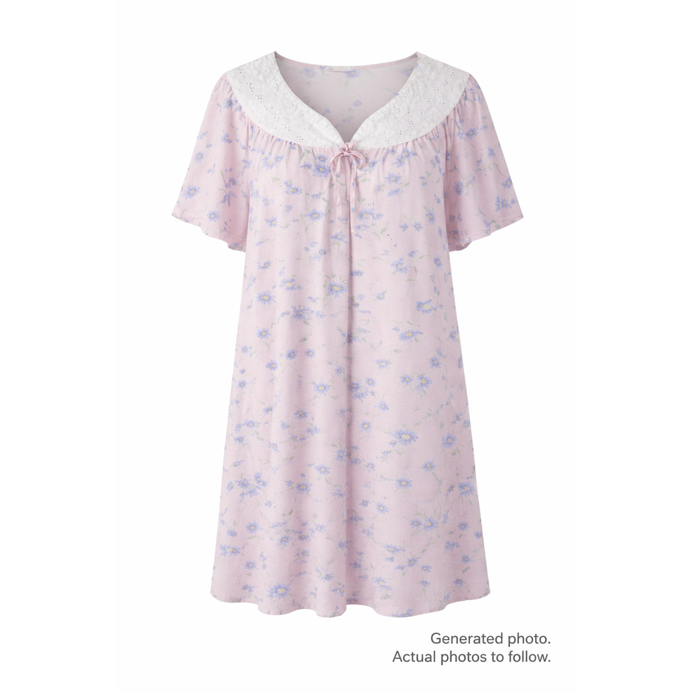 Simply Basic Floral Prairie Cottagecore House Dress Eyelet Collar Cotton Large